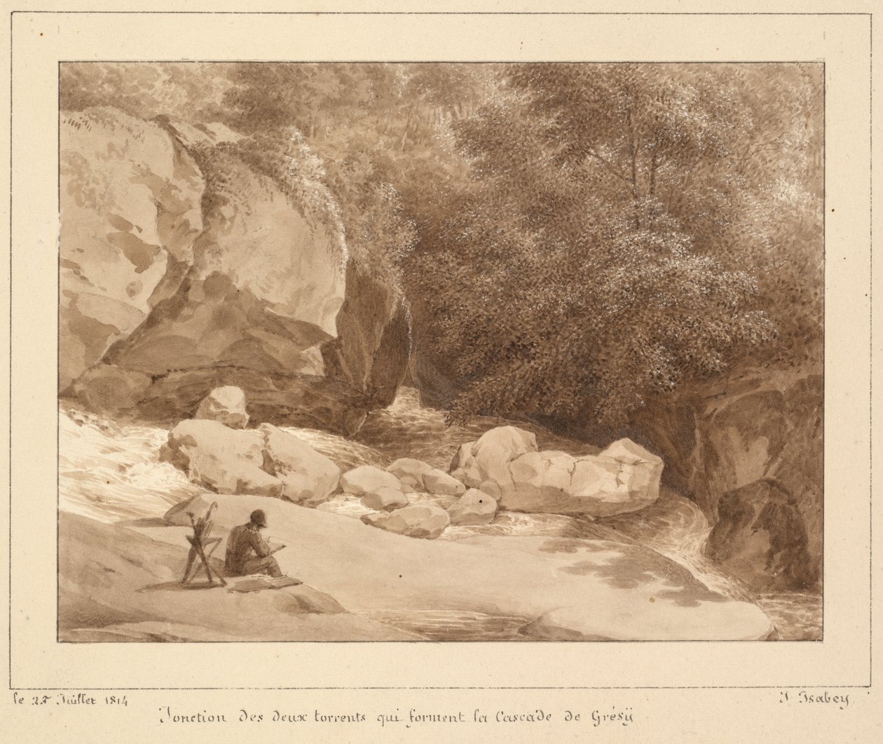 Giunzione dei due torrenti che formano la cascata di Grésy da Unknown artist