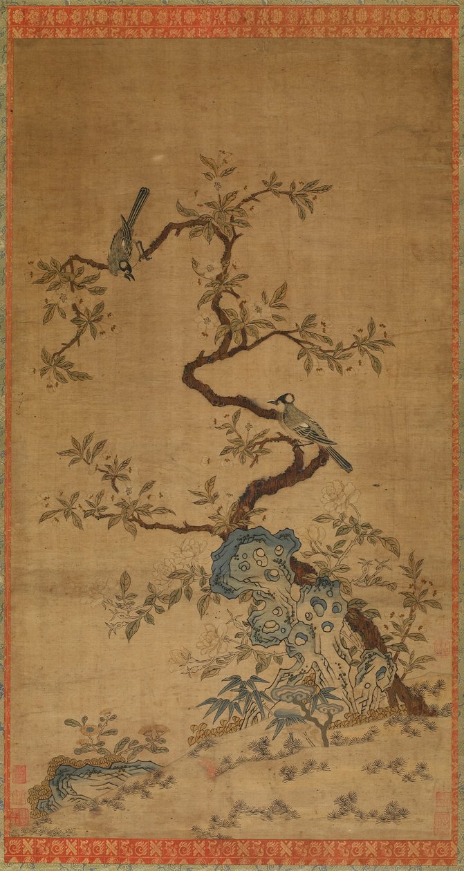 Arazzo Kesi di due uccelli e un albero in fiore da Unknown artist