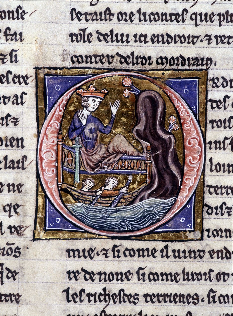Re Modreius. Manoscritto: Conquista del Santo Graal, scritto 717 anni dopo la passione del nostro Signore. Biblioteca municipale di Rennes, ms. 255 (Collezione di romanzi della Tavola Rotonda); Parigi da Unknown artist