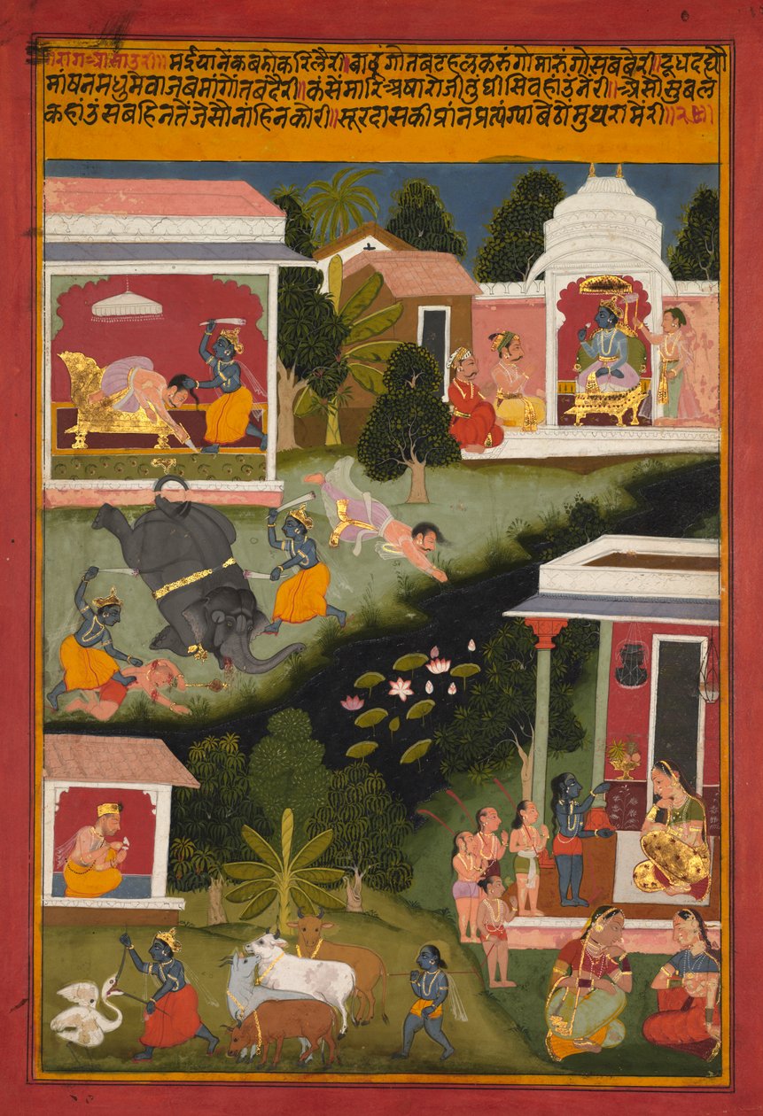 Krishna come il Distruttore dei Demoni, da un Sursagar di Surdas da Unknown artist