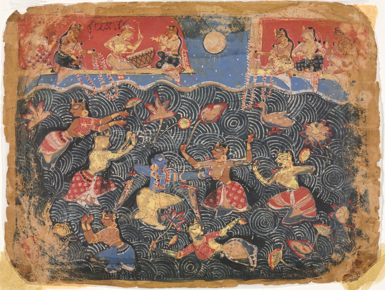 Krishna che Gioca con le Gopi nel Fiume Jumna, da un Bhagavata Purana da Unknown artist