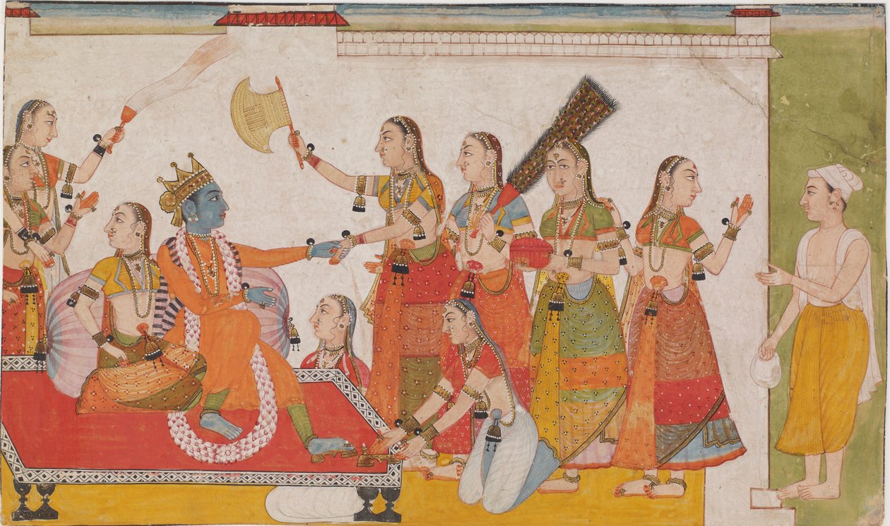 Krishna accoglie Sudama, da un <em>Bhagavata Purana</em> da Unknown artist