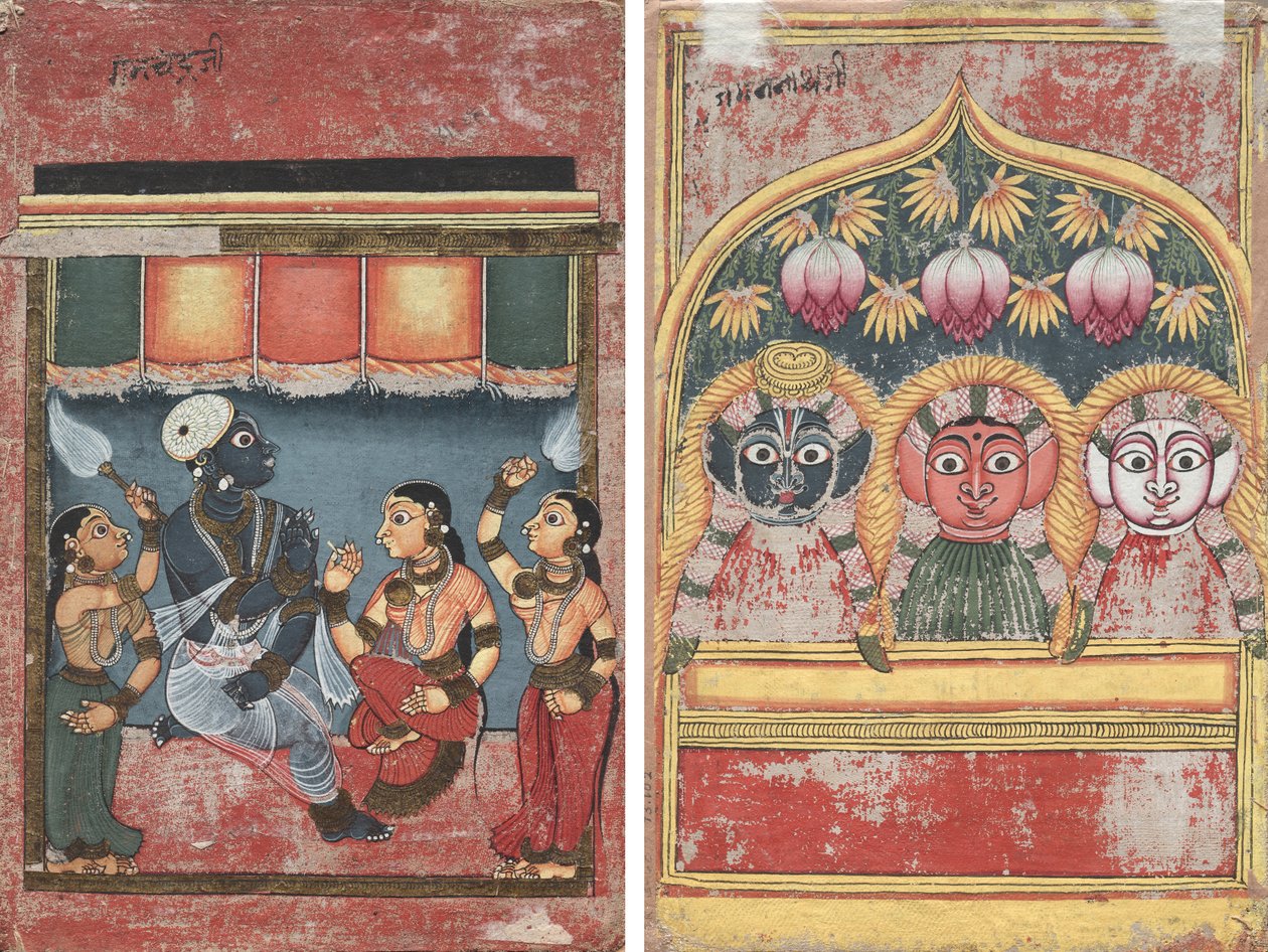 Krishna con Radha e Due Assistenti (recto); Jagannath, Subhadra e Balarama in un Arco (verso) da Unknown artist
