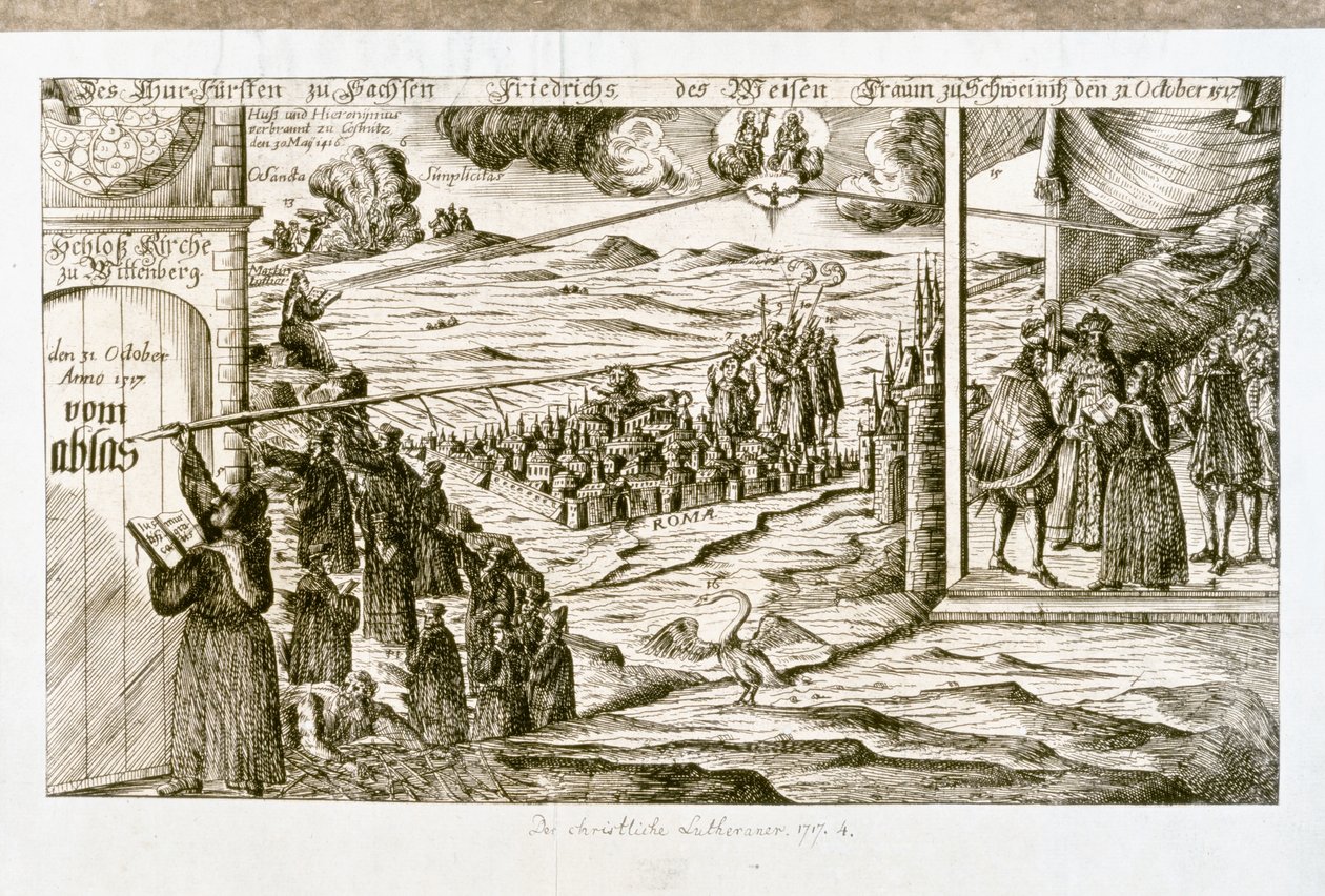 Stampa allegorica del sogno di Federico il Saggio, principe di Sassonia (incisione) da Unknown artist
