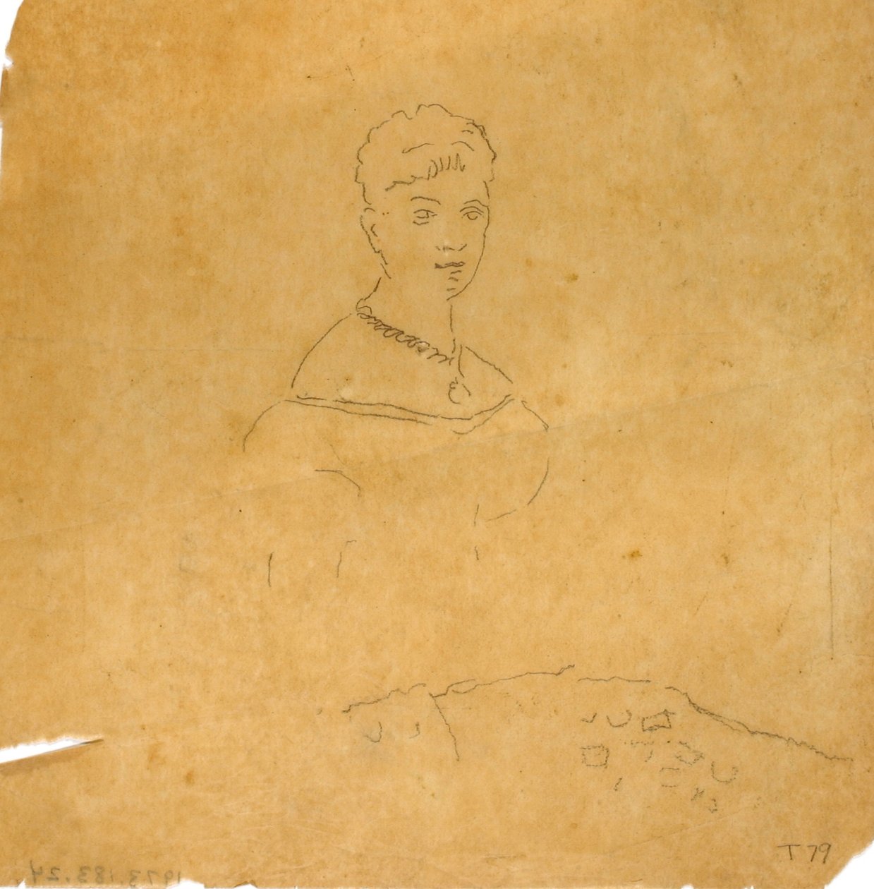 Dama in abito da sera con figura di Venere di Milo da Unknown artist