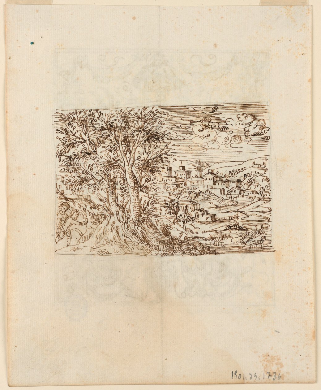 Paesaggio; verso: Disegno Grottesco da Unknown artist