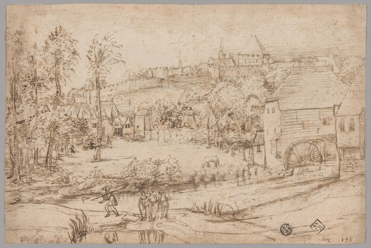 Paesaggio con fiume e mulino da Unknown artist