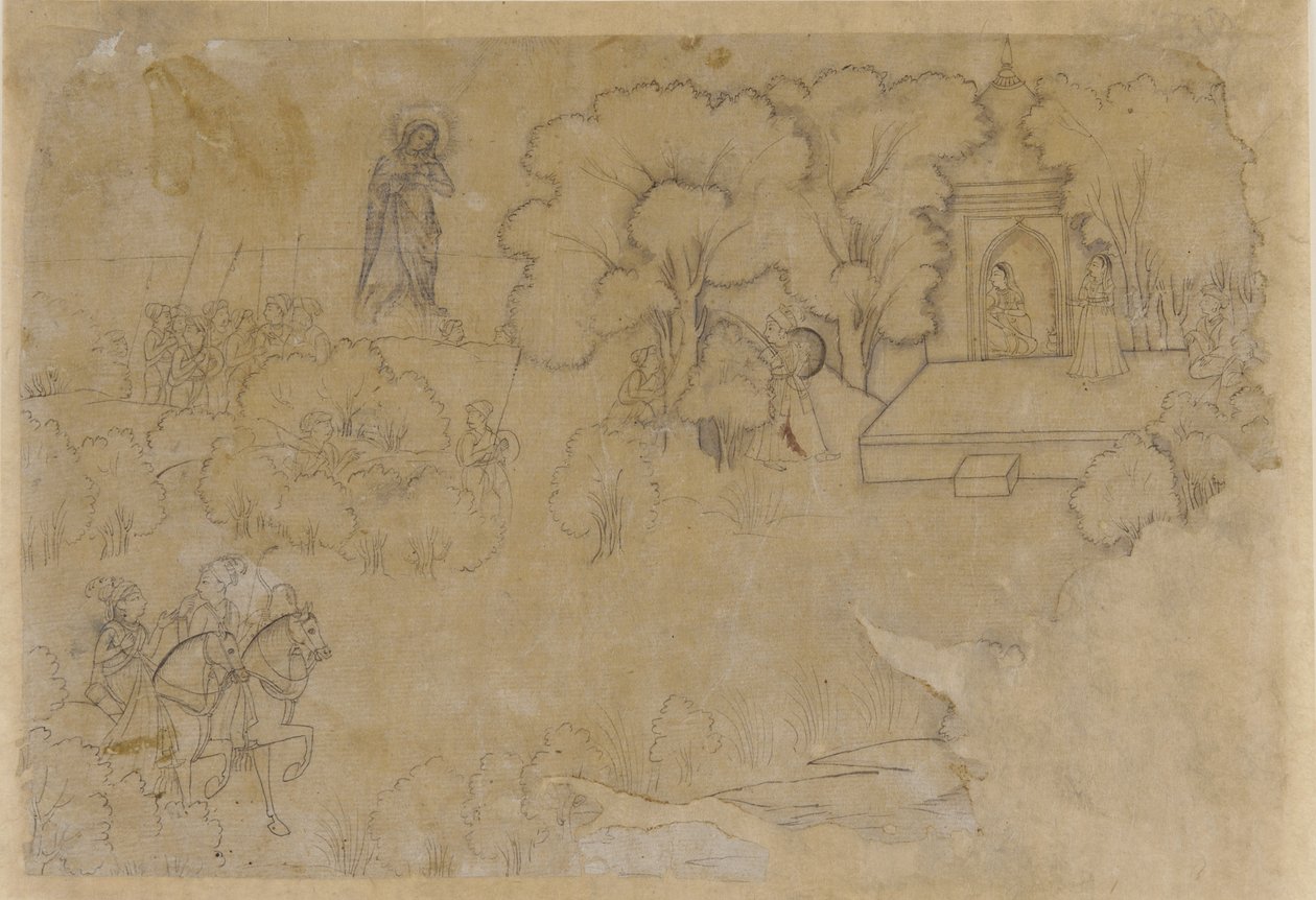 Paesaggio con figura della Vergine Maria da Unknown artist