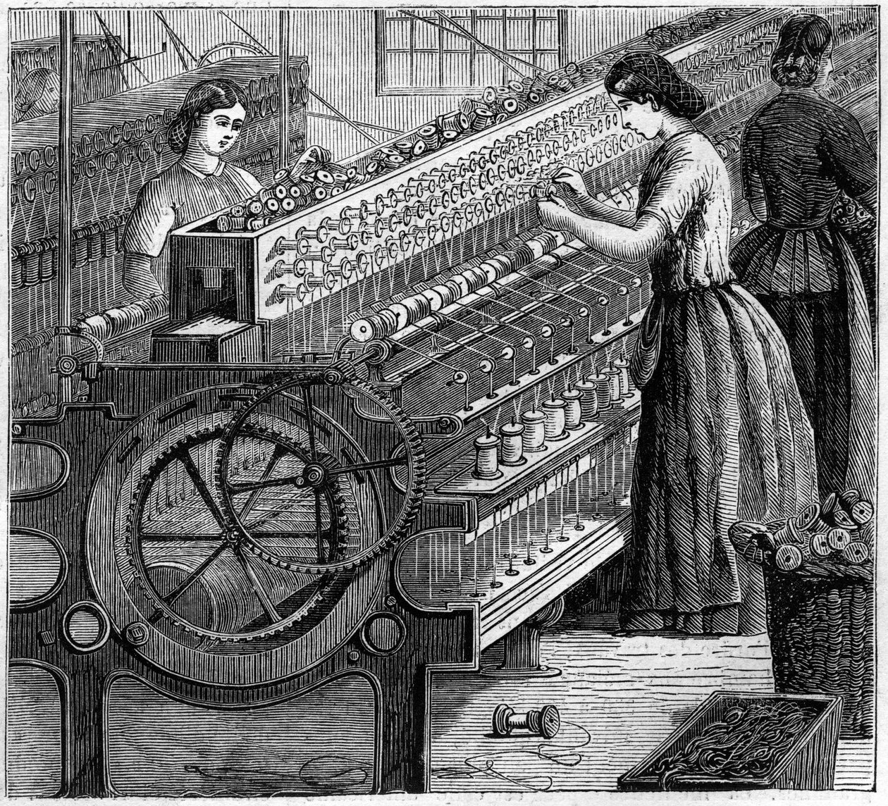 Grandi industrie inglesi: filatura del cotone di Walter Evans in Inghilterra nel 1863. La torsione del filo da Unknown artist