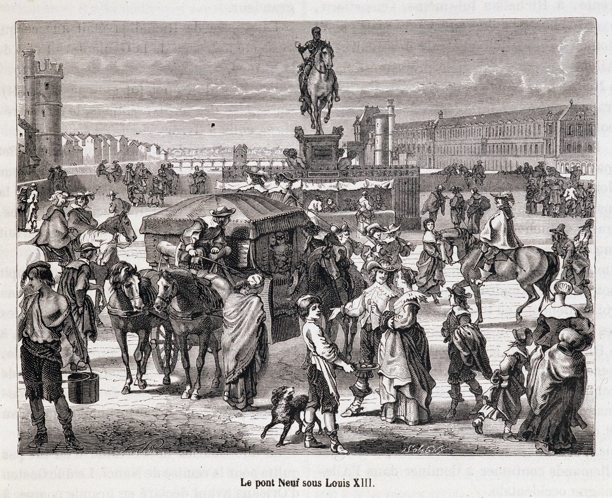 Le Pont Neuf sotto Luigi XIII - Incisione del XIX secolo da Unknown artist