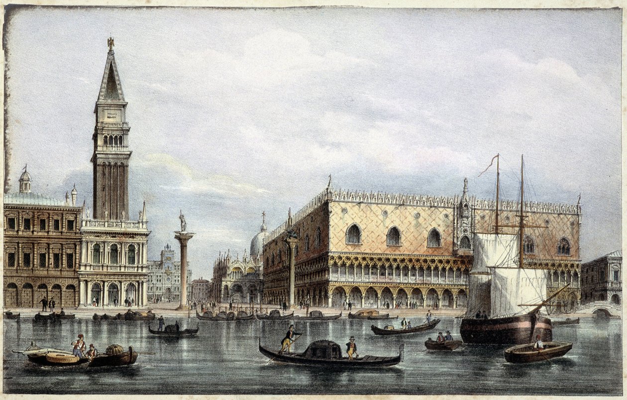 Le mole visto dal canale - in "Album delle principali vedute di Venezia", ill. di Marco Moro, ed. Gio Brizeghel, v.1840 da Unknown artist
