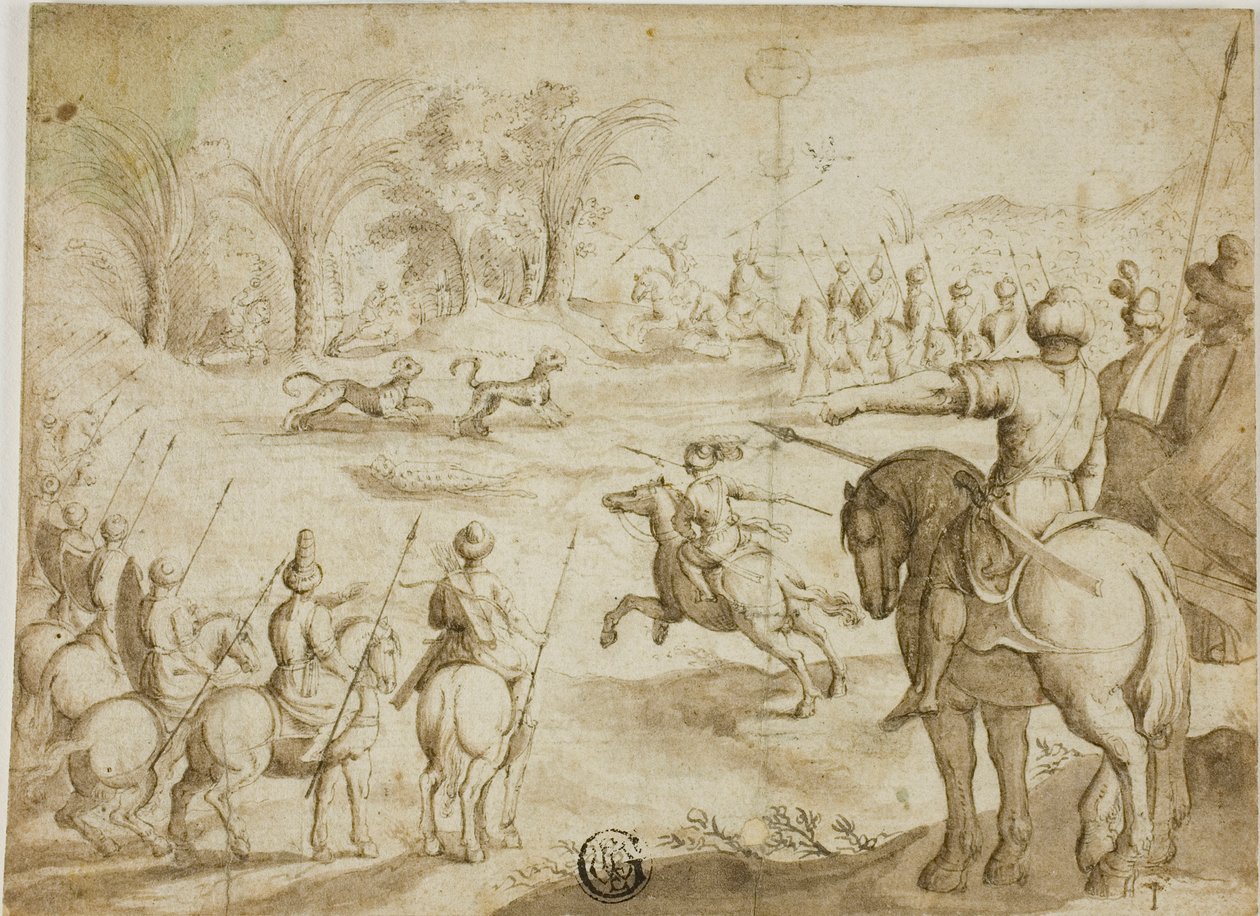 Caccia al leopardo in Persia da Unknown artist