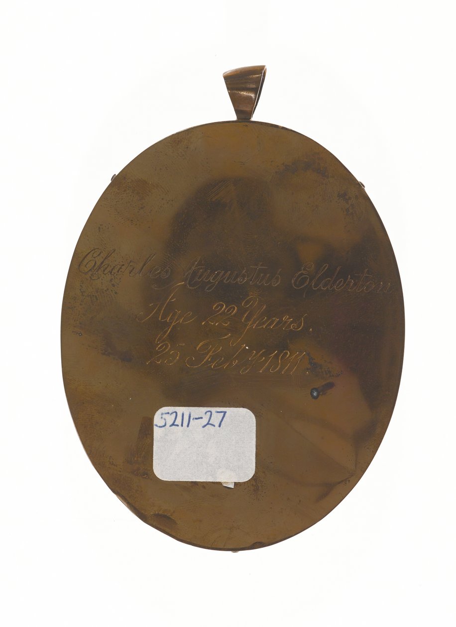 Tenente Charles Augustus Elderton (1789-1841), 9º Fanteria Nativa di Madras, 25 febbraio 1811 (miniatura su avorio) da Unknown artist