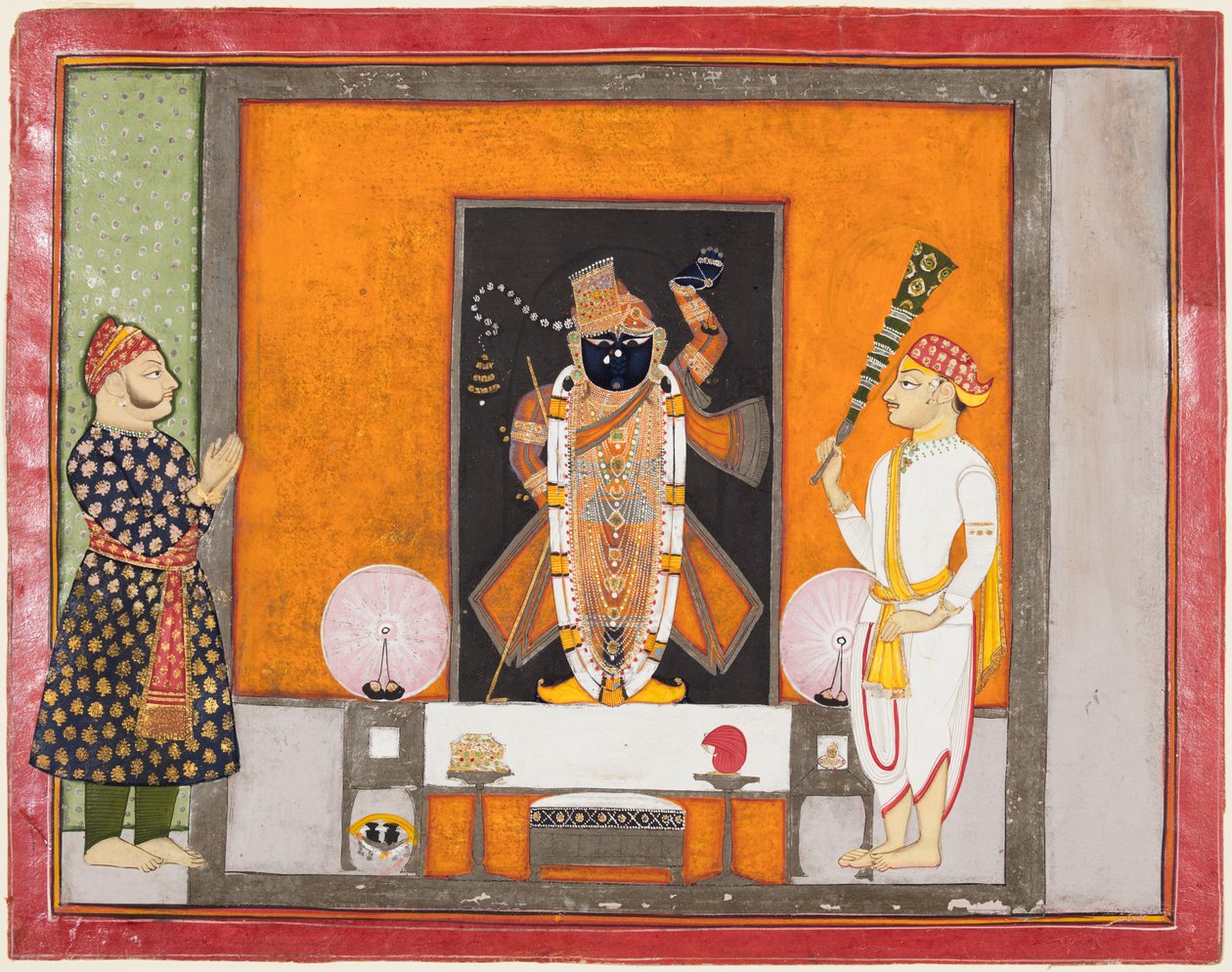 Maharao Ram Singh II di Kota adora Brij Nathji come lo sposo da Unknown artist