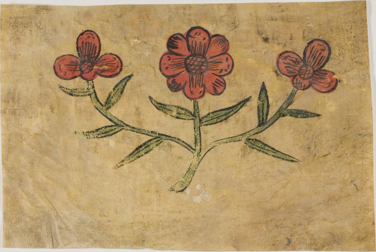 Taglio manoscritto con fiori da Unknown artist