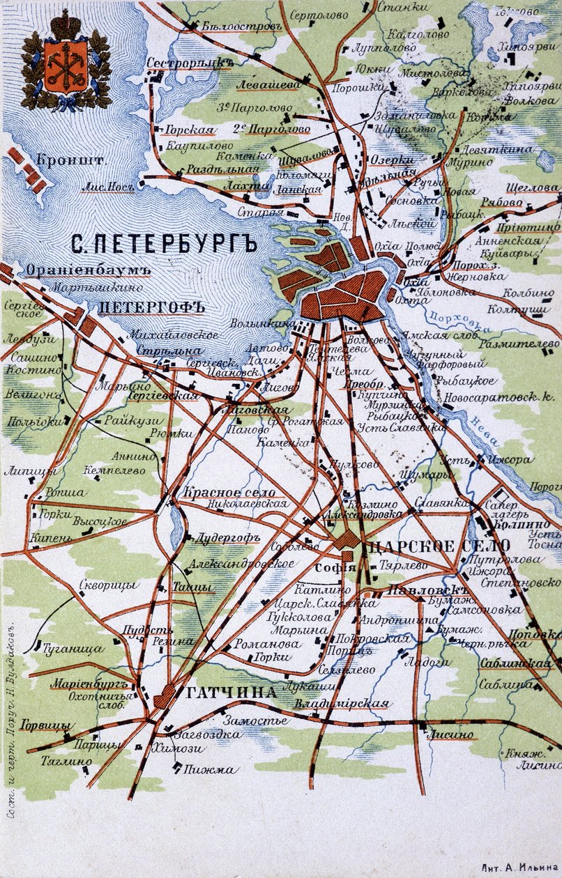 Mappa di San Pietroburgo da Unknown artist