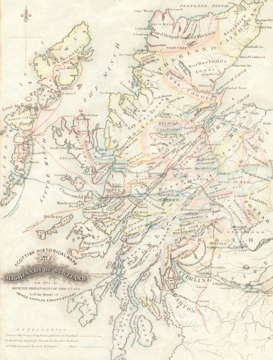 Mappa delle Highlands della Scozia con i territori dei clan da Unknown artist