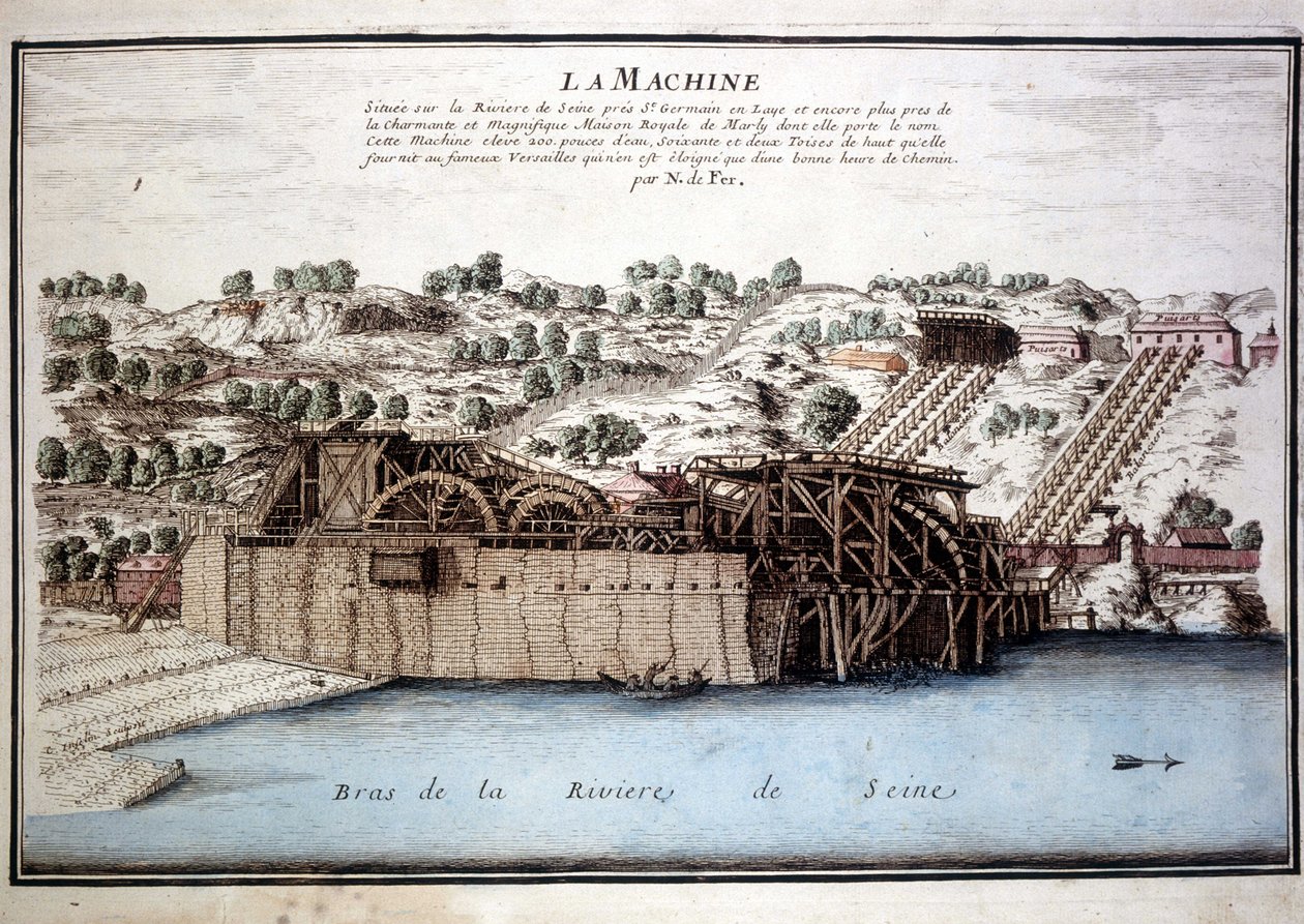 Macchina di Marly di Rennequin utilizzata per portare le acque della Senna a Versailles tramite l