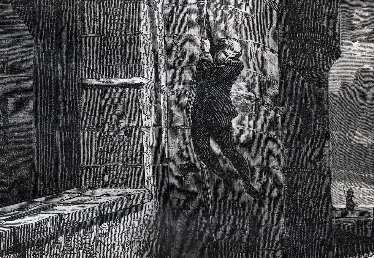 Masers De Latude che fugge dalla Bastiglia - Fuga dalla Bastiglia di Jean Henry, detto Danry, detto Masers de Latude (1725-1805) - incisione in 