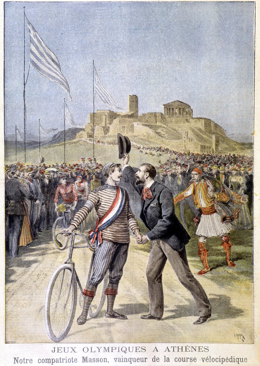 Masson vincitore della corsa velocipedica ai Giochi Olimpici di Atene - in "Le Petit Journal" del 26/04/1896 da Unknown artist