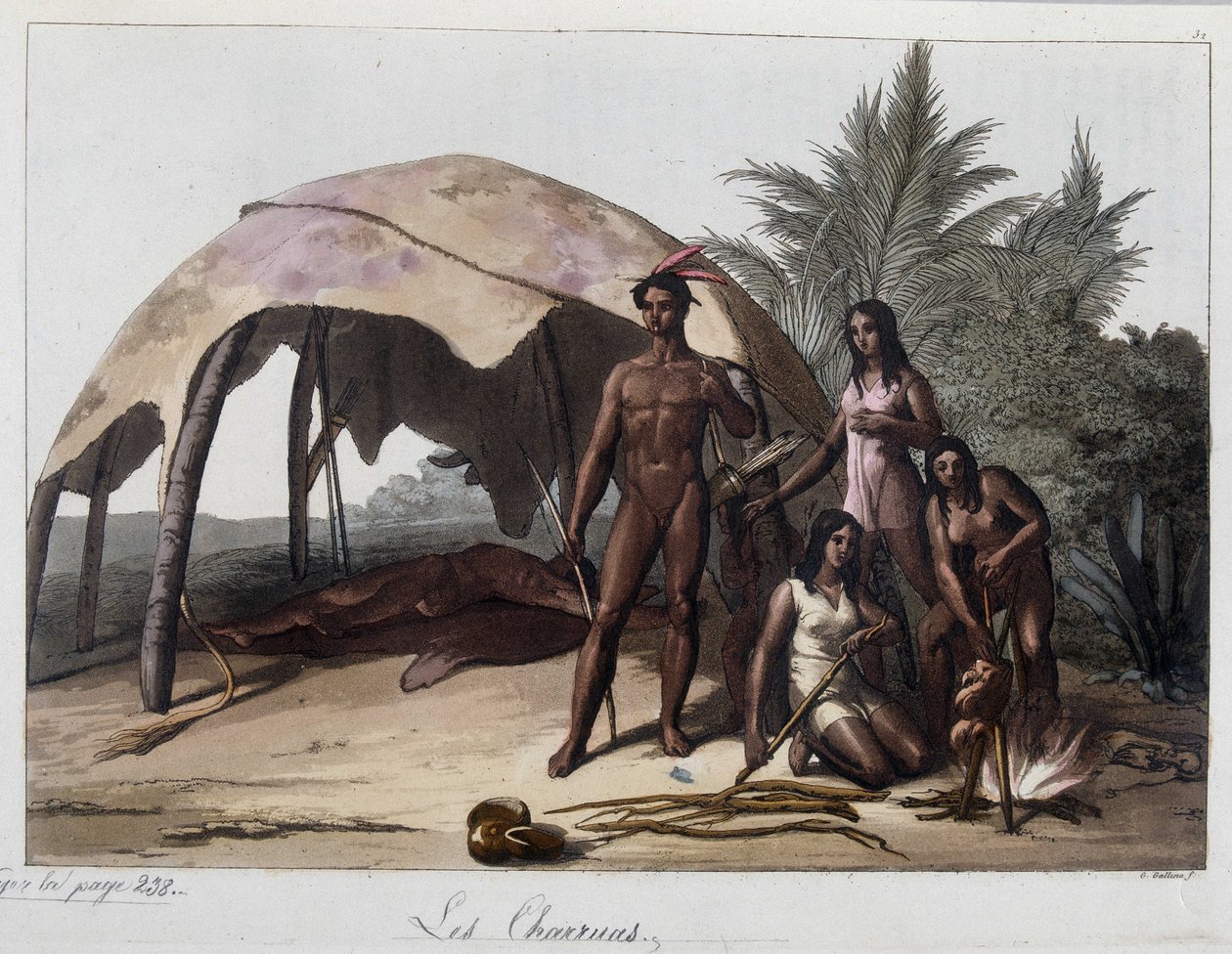 Pasti ai charruas, indiani del Paraguay. In "Il vecchio e moderno costume" 1818-1820, di Ferrario da Unknown artist