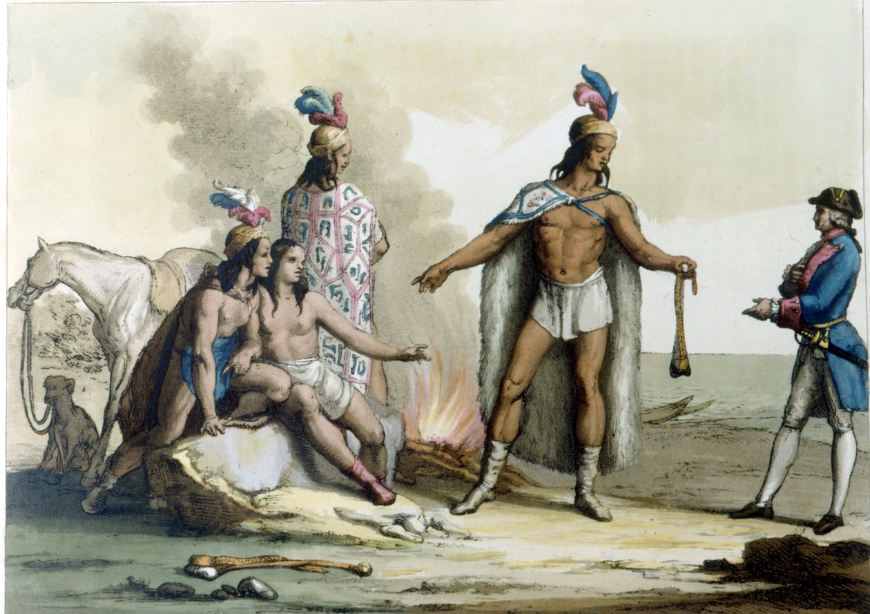 Incontro di un occidentale con gli indiani della Patagonia da Unknown artist