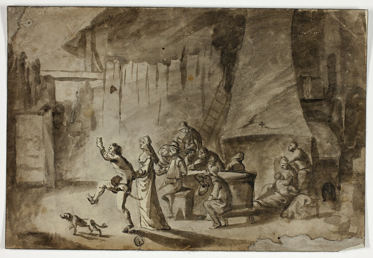 Uomini e donne in taverna da Unknown artist