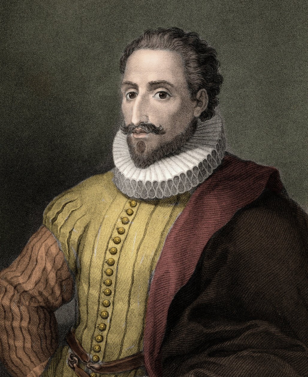 Miguel de Cervantes Saavedra 1547-1616 - incisione - XIX secolo da Unknown artist