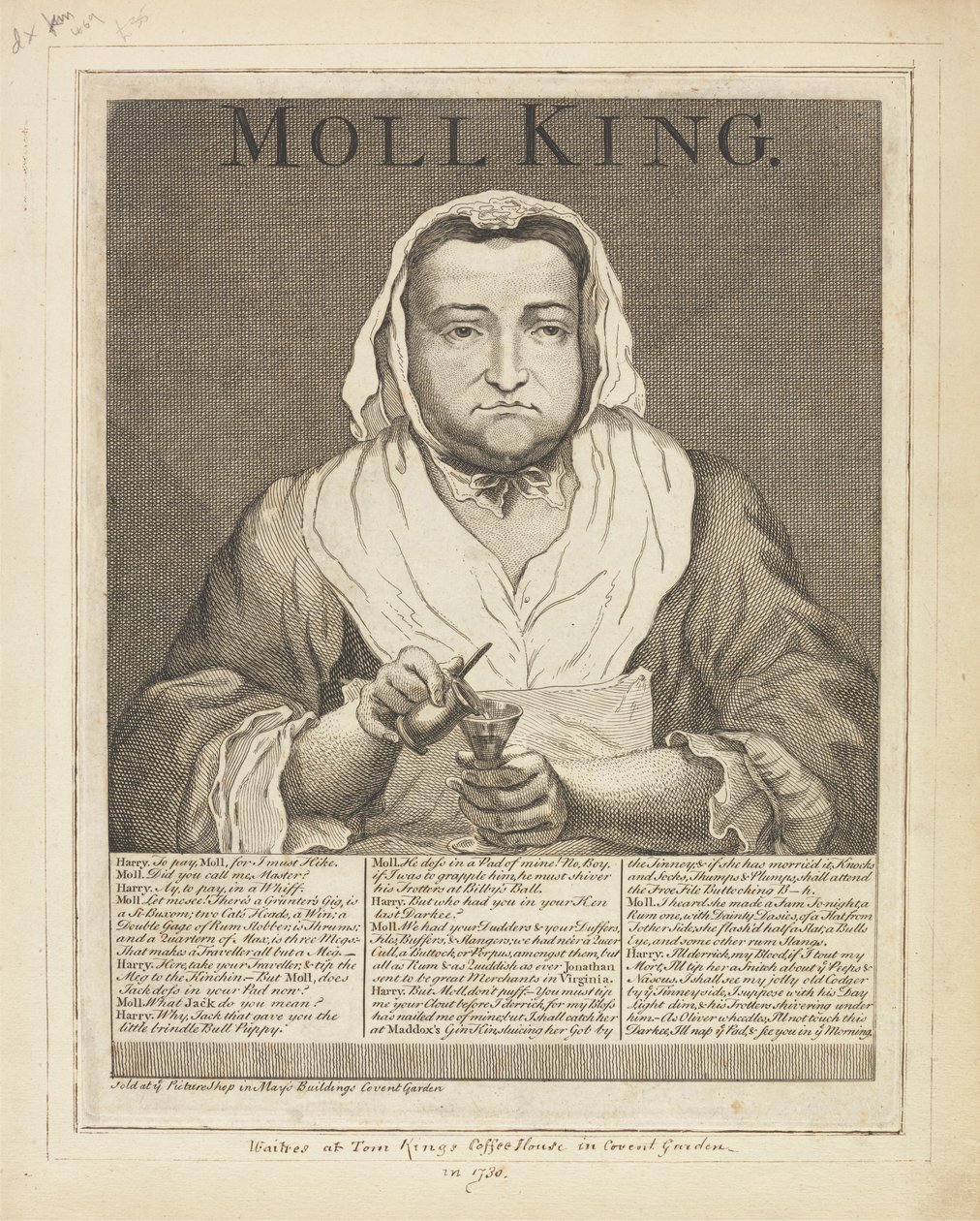 Moll King (ritratto inciso della notoria padrona del King