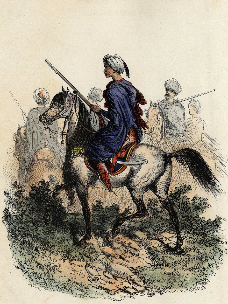 Gendarmi moreschi (o guardie campestri) incaricati della polizia rurale di Algeri, addestrati nel 1831. In 