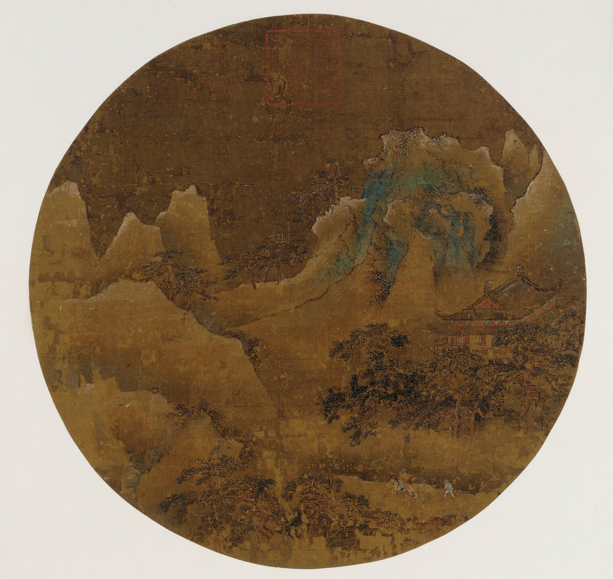 Paesaggio montano: rupi, tempio e pini da Unknown artist