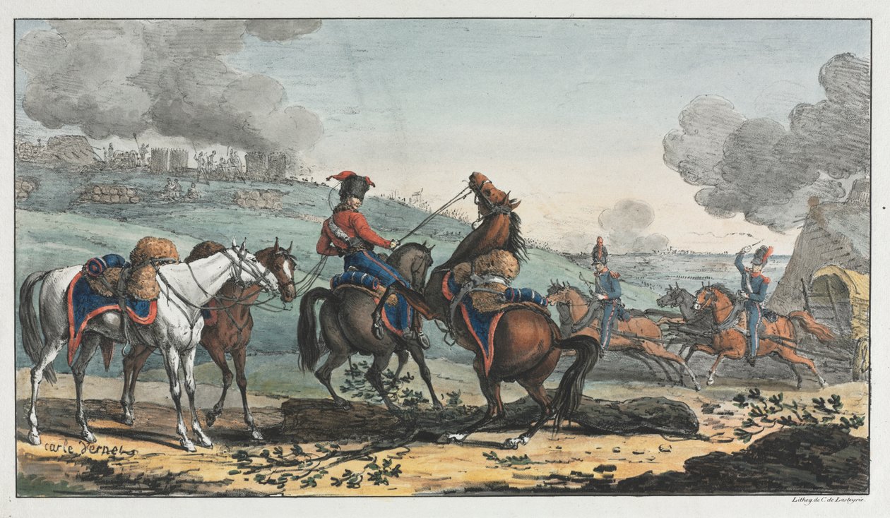 Artigliere a Cavallo che Conduce Tre Cavalli da Unknown artist