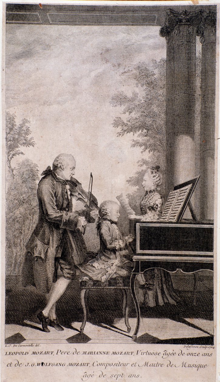 Famiglia Mozart in tour (incisione, dopo il 1777) da Unknown artist