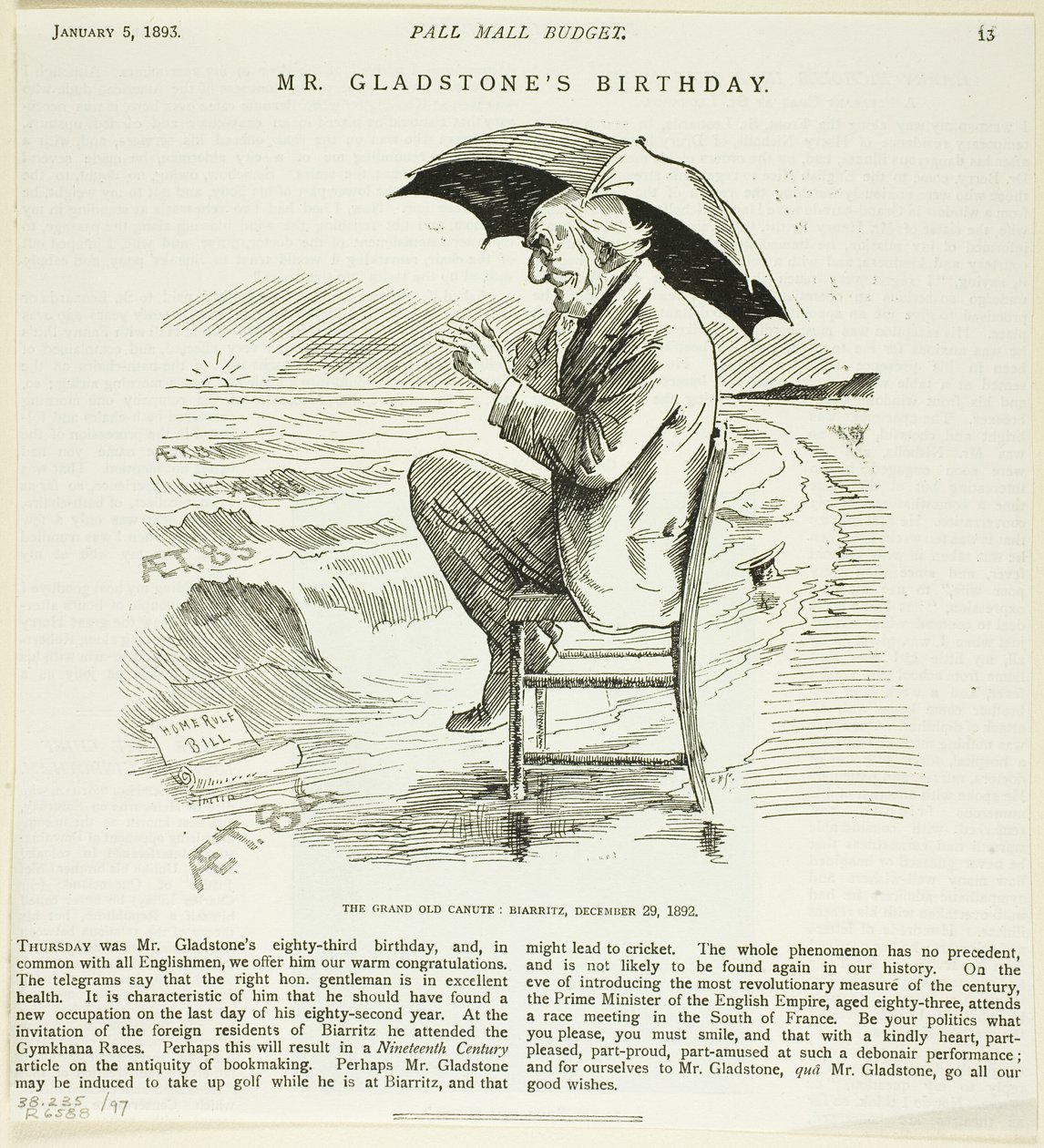 Il compleanno di Mr. Gladstone, dal Pall Mall Budget da Unknown artist