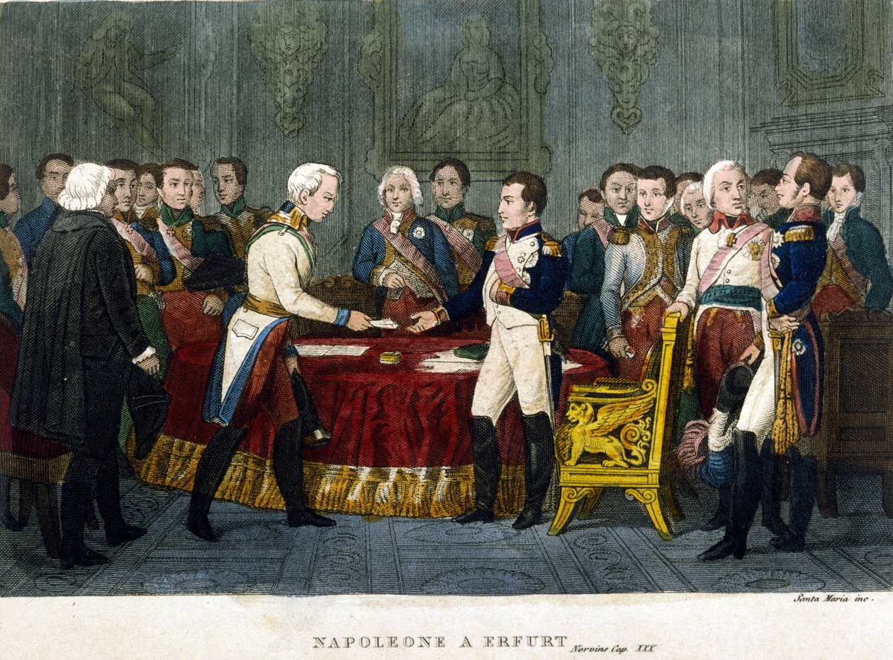 Napoleone I (1769 - 1821) incontrò Alessandro I a Erfurt nel 1808 da Unknown artist