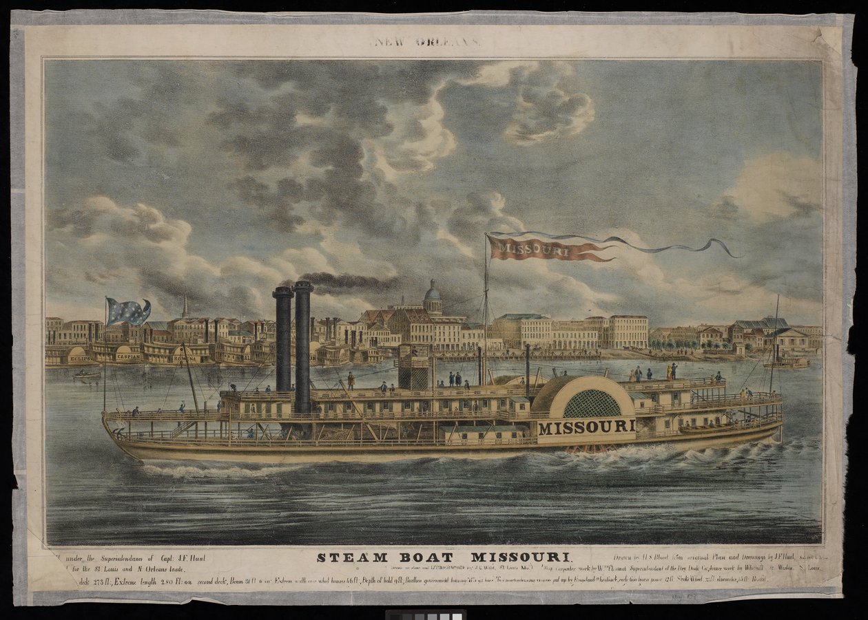 New Orleans. Battello a vapore Missouri da Unknown artist