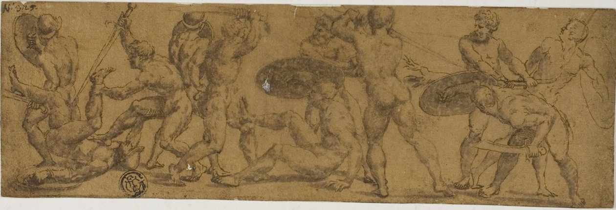 Guerrieri nudi che combattono da Unknown artist