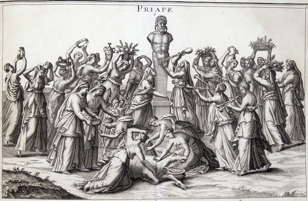 Offerte fatte dalle donne al dio Priapo (Priapos), il dio asiatico della fertilità, giunto in Grecia. Luogo di culto di Lampsaco da Unknown artist