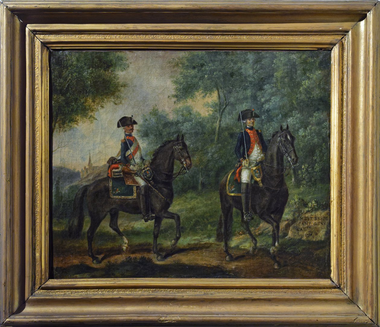 Ufficiale e soldato del reggimento Mestre de Camps nel 1790, fine XVIII secolo da Unknown artist