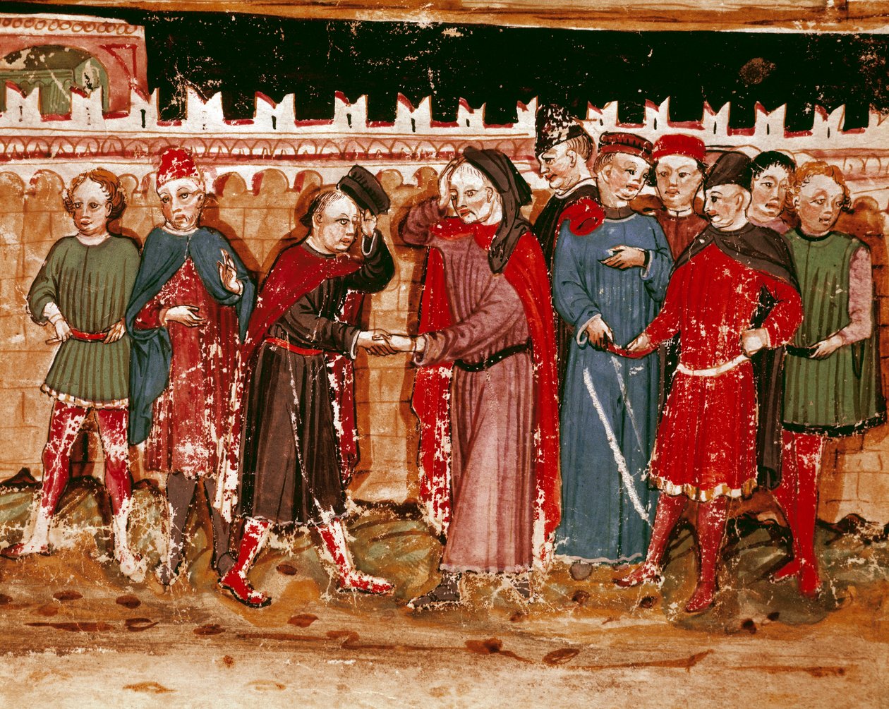 Funzionari della gabella Miniatura dal manoscritto (Ms. H V-5) "Codex de Privileges" da Unknown artist