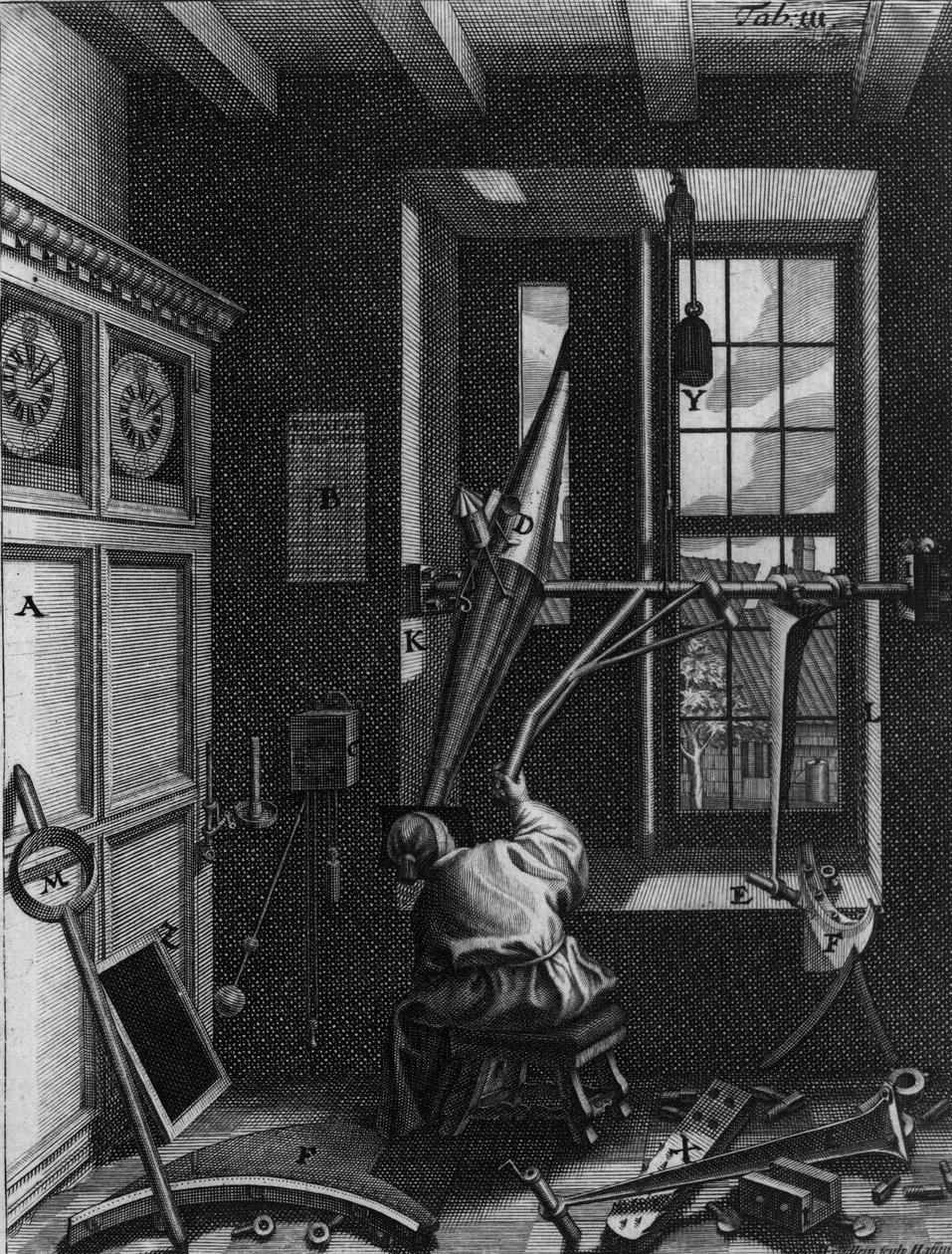 Olaus Romer (Ole), astronomo danese (1644-1710) osserva le eclissi dei satelliti di Giove da Unknown artist