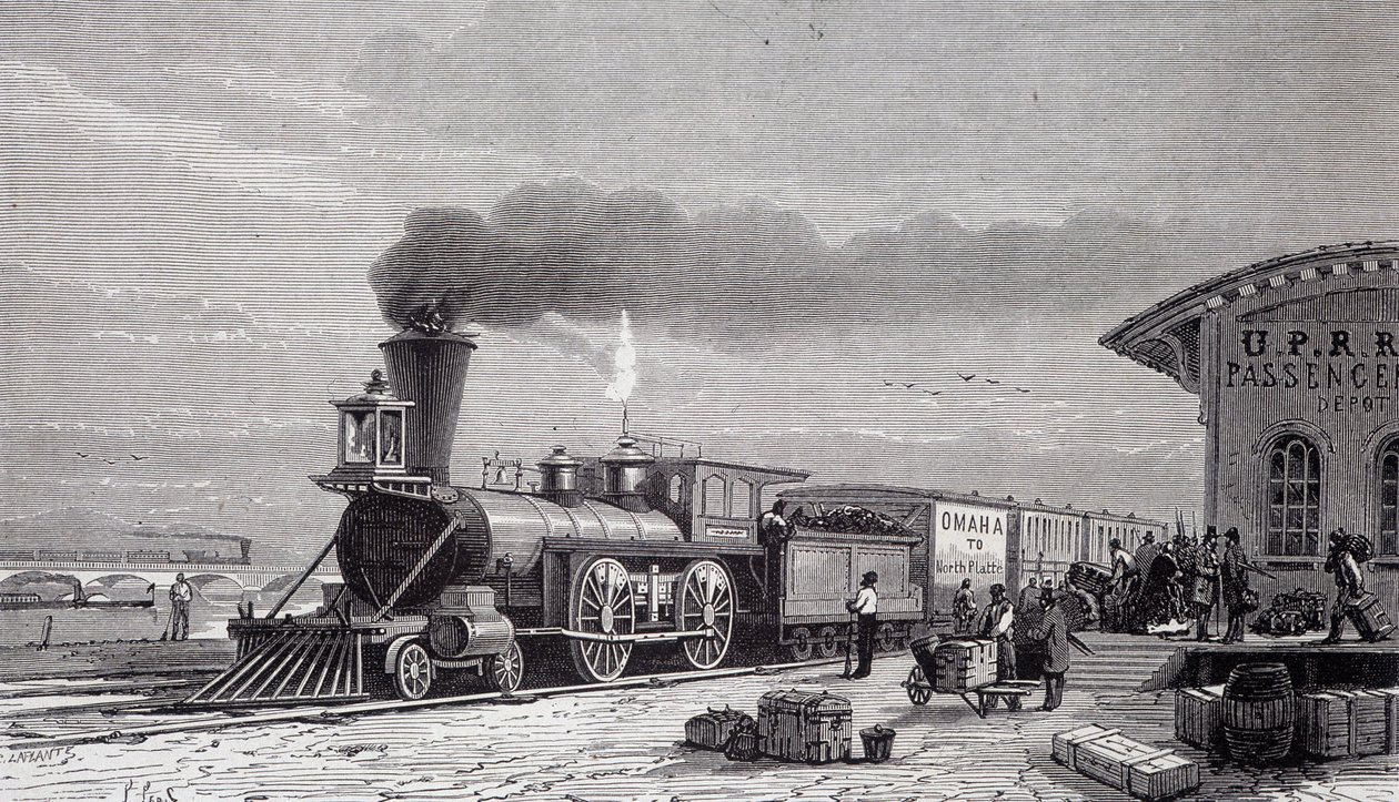 Stazione di Omaha, punto di partenza della Ferrovia del Pacifico - in "Tour du monde" da Unknown artist