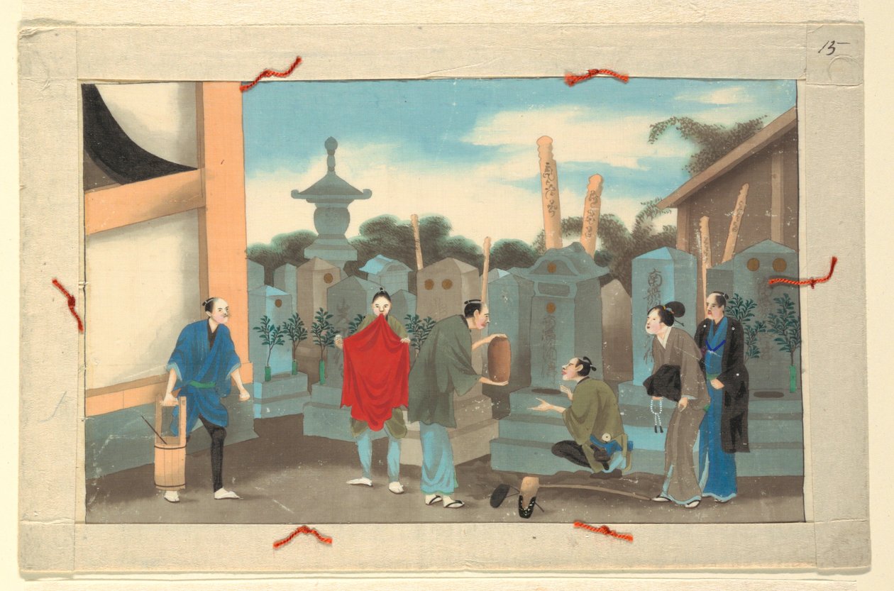 Una delle sedici scene della morte e sepoltura di un uomo da Unknown artist