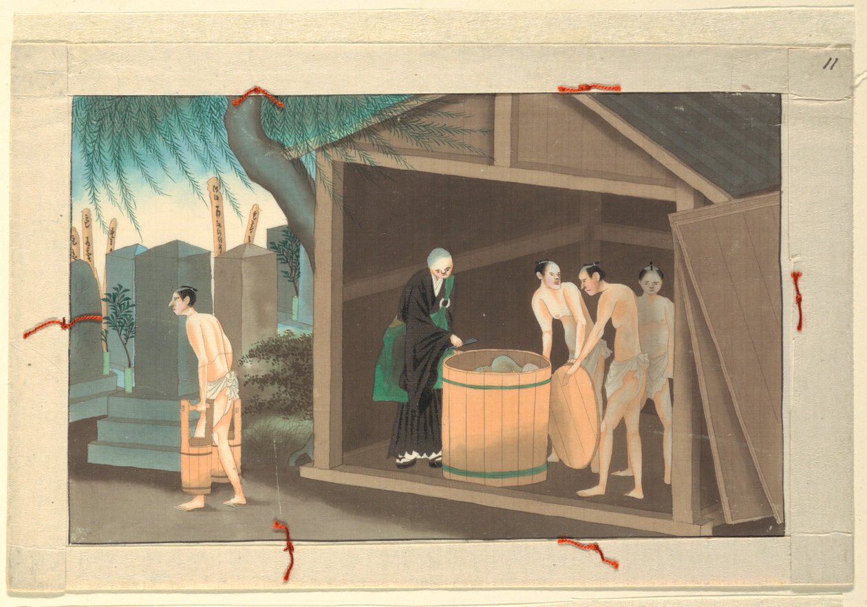 Una delle sedici scene della morte e sepoltura di un uomo da Unknown artist