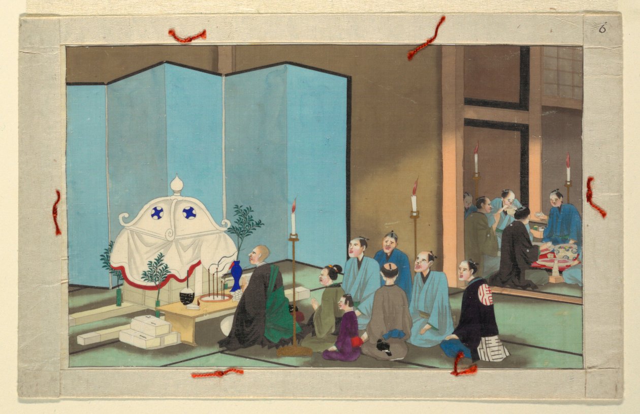 Una delle sedici scene della morte e sepoltura di un uomo da Unknown artist
