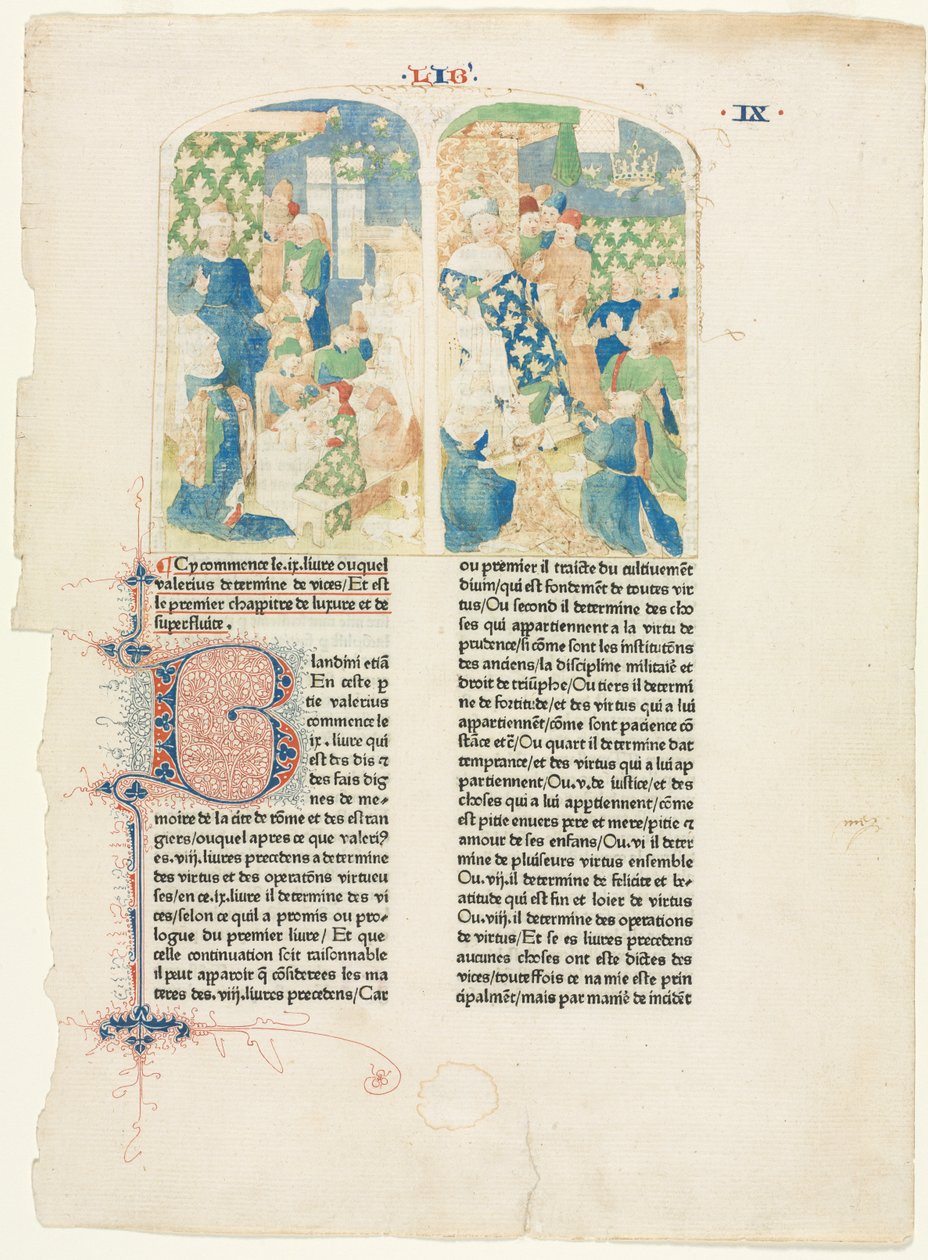 Pagina di apertura del Libro IX di Facta et dicta memorabilia di Valerio Massimo da Unknown artist