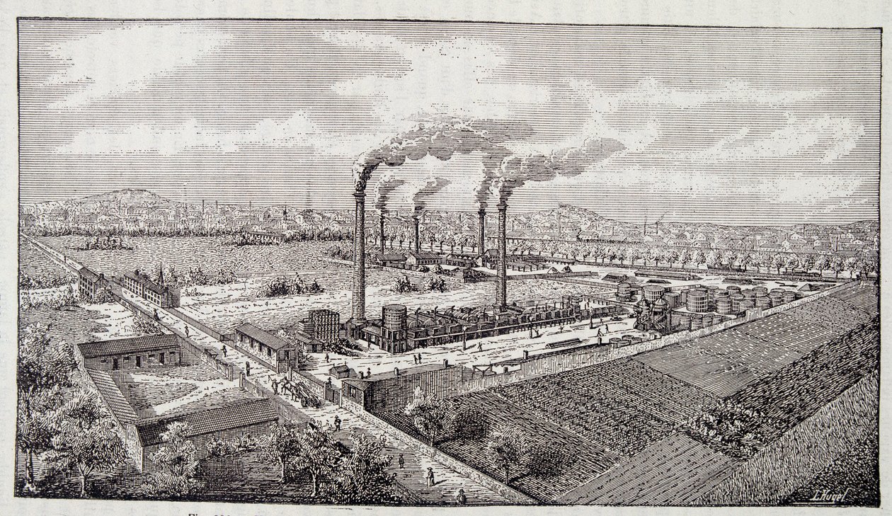 Panoramica della raffineria di petrolio del signor Deutsch a Pantin (Senna) da Unknown artist