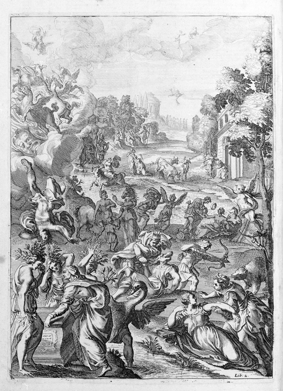 Ovidio - illustrazione per il libro 15 - nota di Thomas Farnaby (1575-1647) da Unknown artist