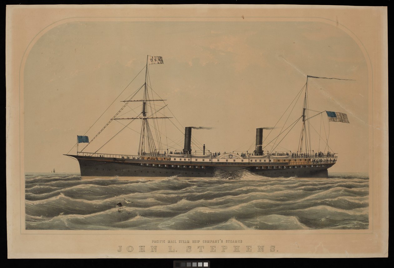 Vapore John L Stephens della Pacific Mail Steam Ship Company da Unknown artist