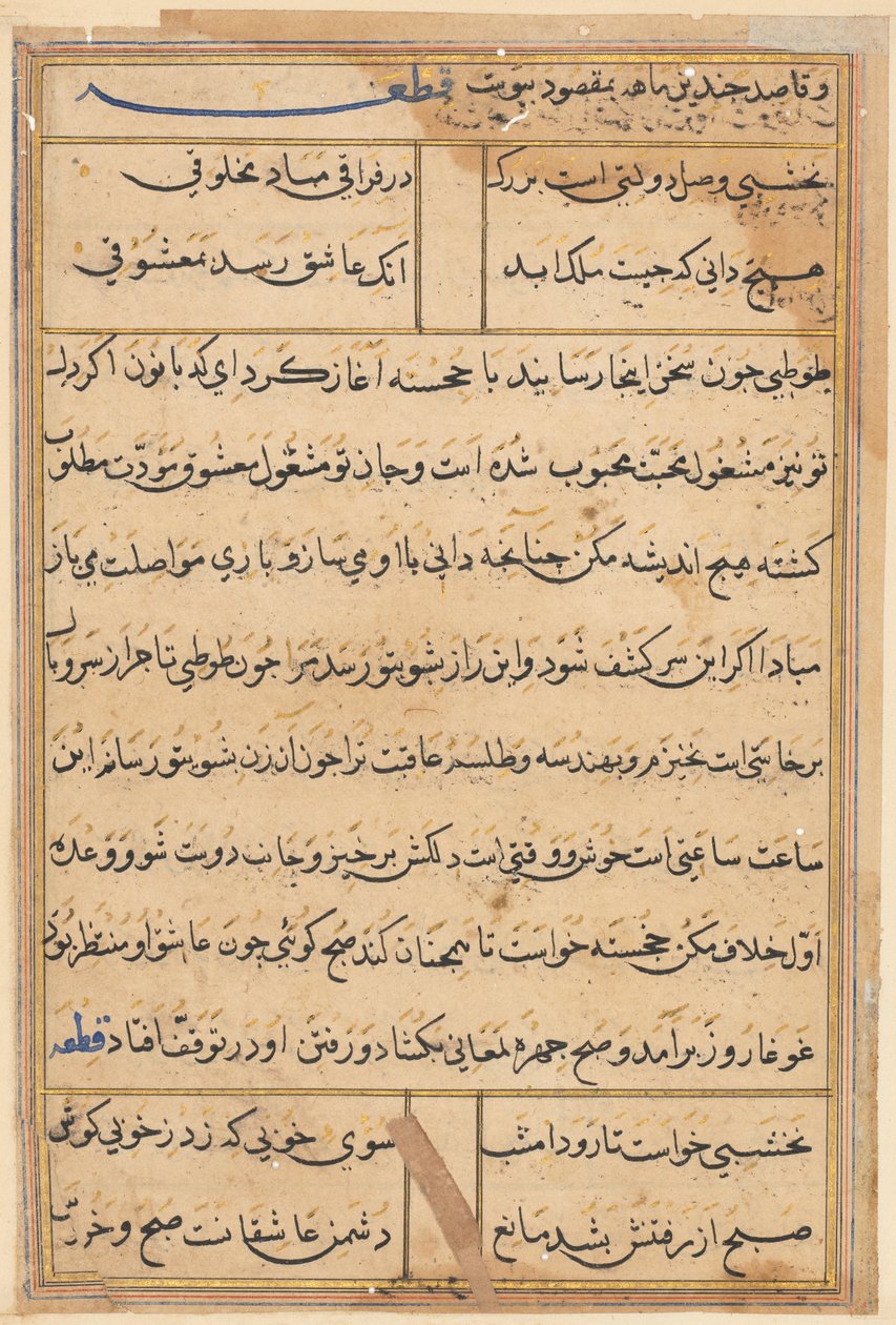 Pagina da Tales of a Parrot (Tuti-nama): pagina di testo da Unknown artist